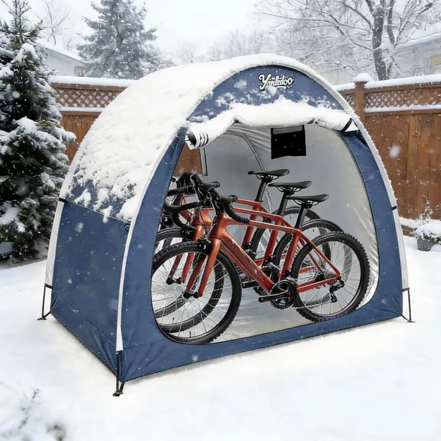 Tente de rangement vélo portable en tissu Oxford 210D - Bleu - Capacité 2-3 vélos