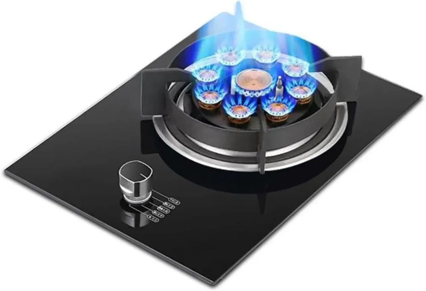 Plaque de Cuisson à Gaz 1 Feu, 5,2 KW, Noir en Verre Trempé, Pour Cuisine avec Sécurité Anti-Flamme (LPG)
