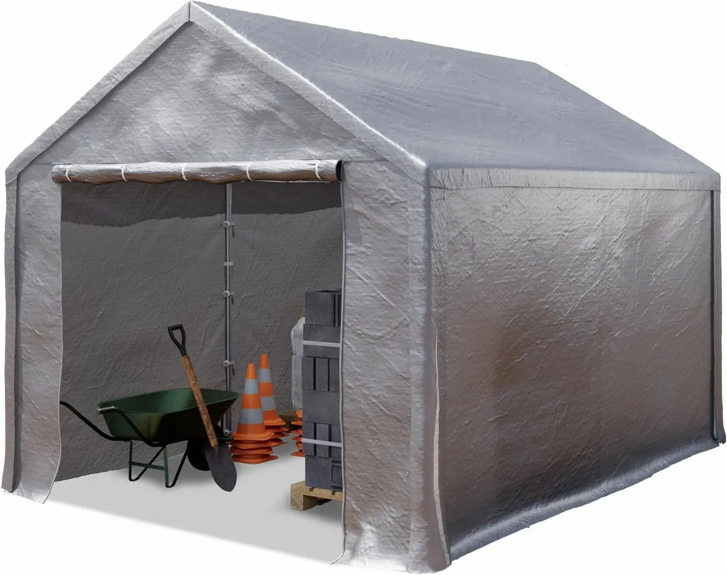 Toit de Stockage TOOLPORT 3x4 m Abri Garage Imperméable en PE Gris