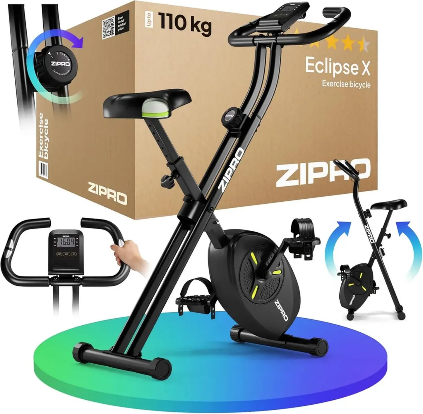 Vélo d'Appartement Pliable ZIPRO Eclipse X, Entraînement Cardio Silencieux et Professionnel
