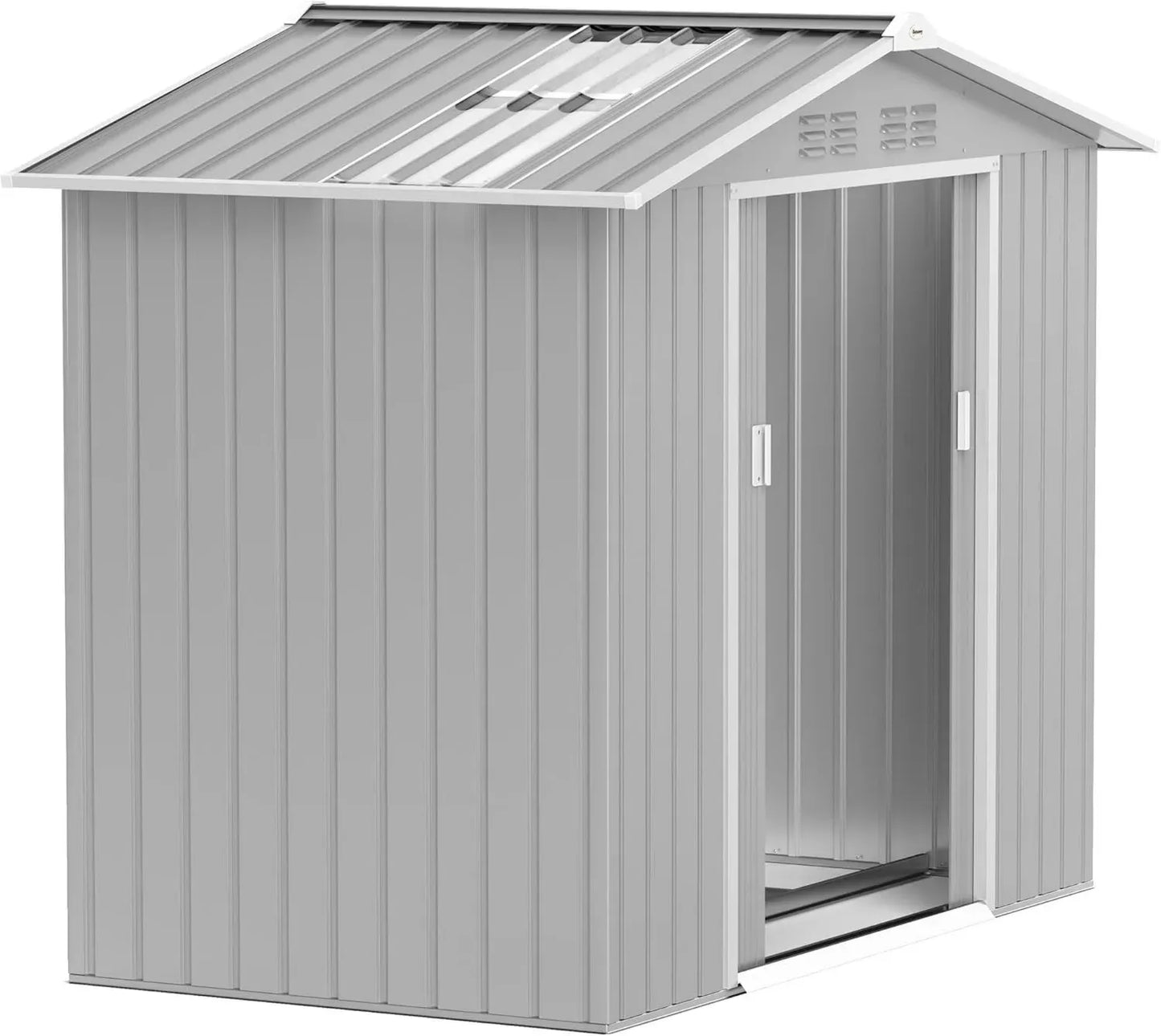 Abri de Jardin Métallique Outsunny 213x130x185 cm Gris avec Portes Coulissantes et Fenêtres