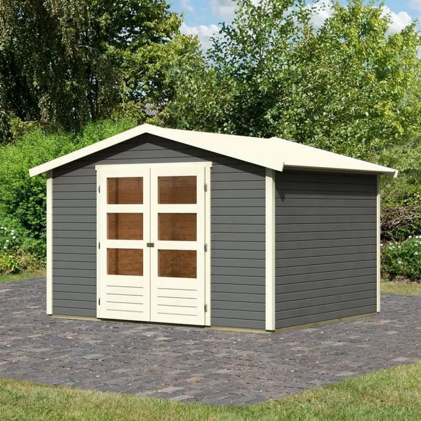 Abri de Jardin en Bois Nordique 6,05m² avec Double Porte Vitrée