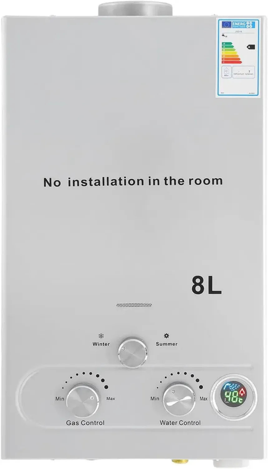 Chauffe-eau à gaz 24KW avec contrôle intelligent de température CPU, portable pour extérieur, idéal sans réservoir pour maison et camping-cars