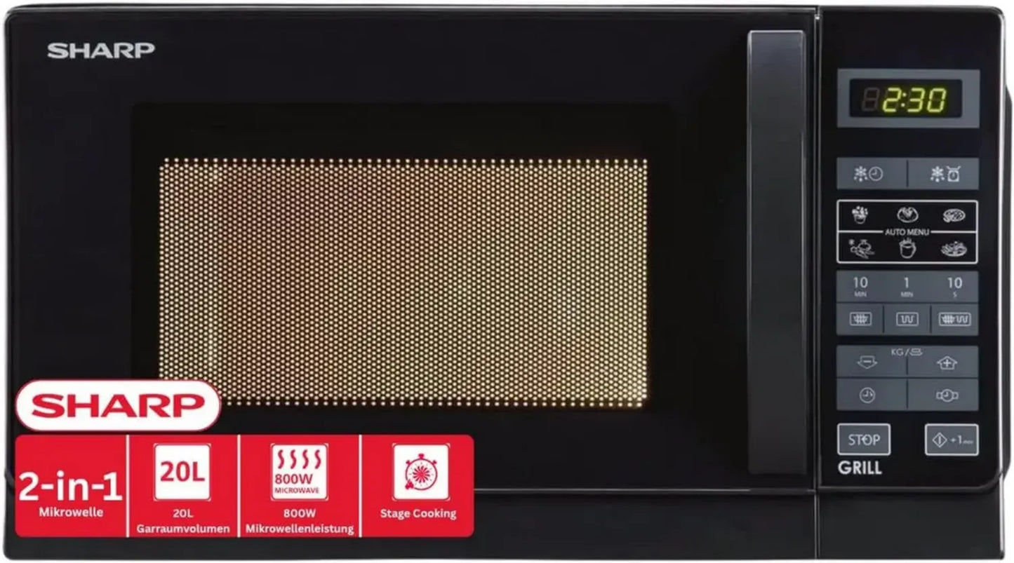 Four à micro-ondes Sharp 20L avec fonction grill, noir