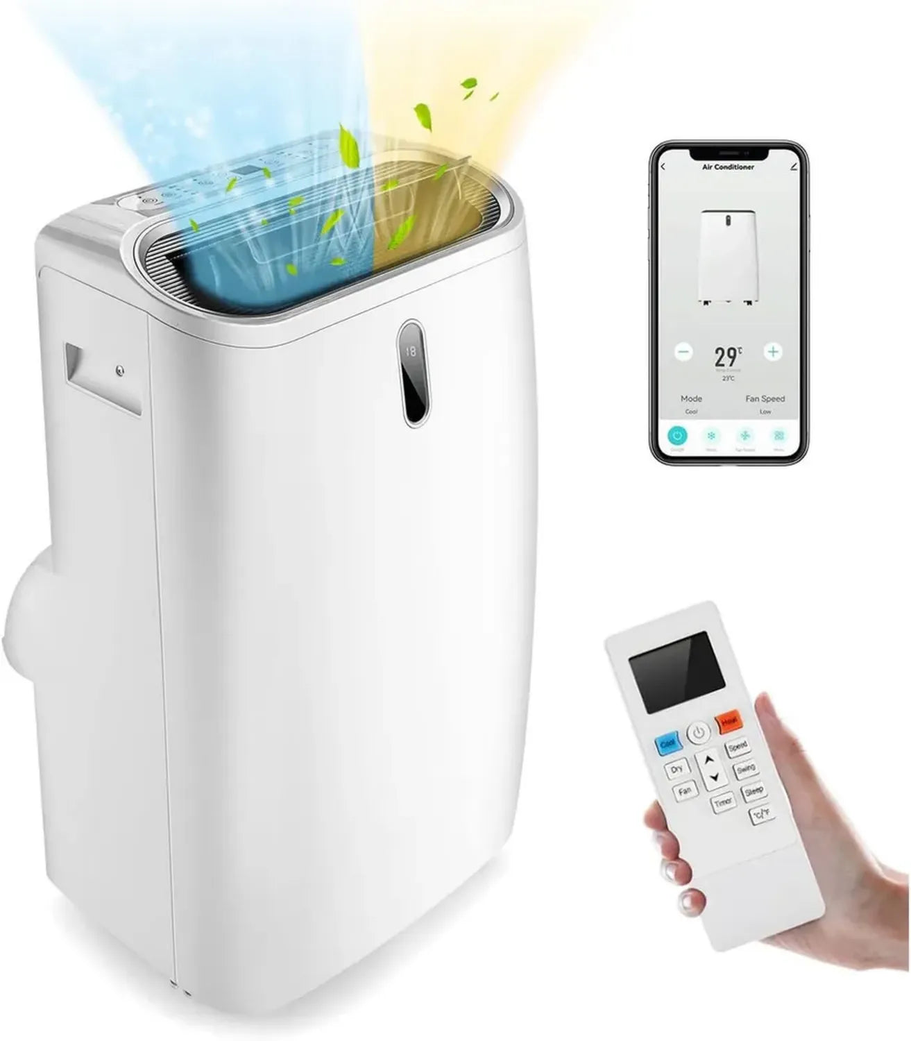 Climatiseur Portable GOPLUS 14000BTU 4,1kW 5-en-1: Refroidissement, Chauffage, Déshumidification, Ventilation, Minuterie 24H, Télécommande, pour Espace jusqu'à 40㎡, R290