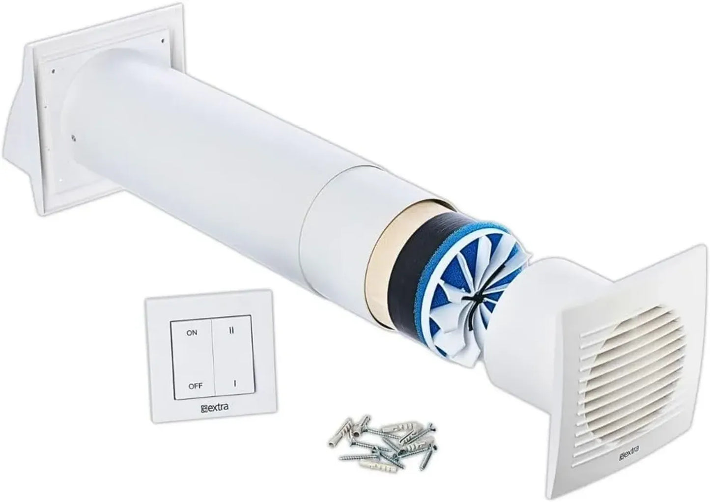 Ventilateur Double Flux avec Interrupteur - Récupération de Chaleur Ø100mm