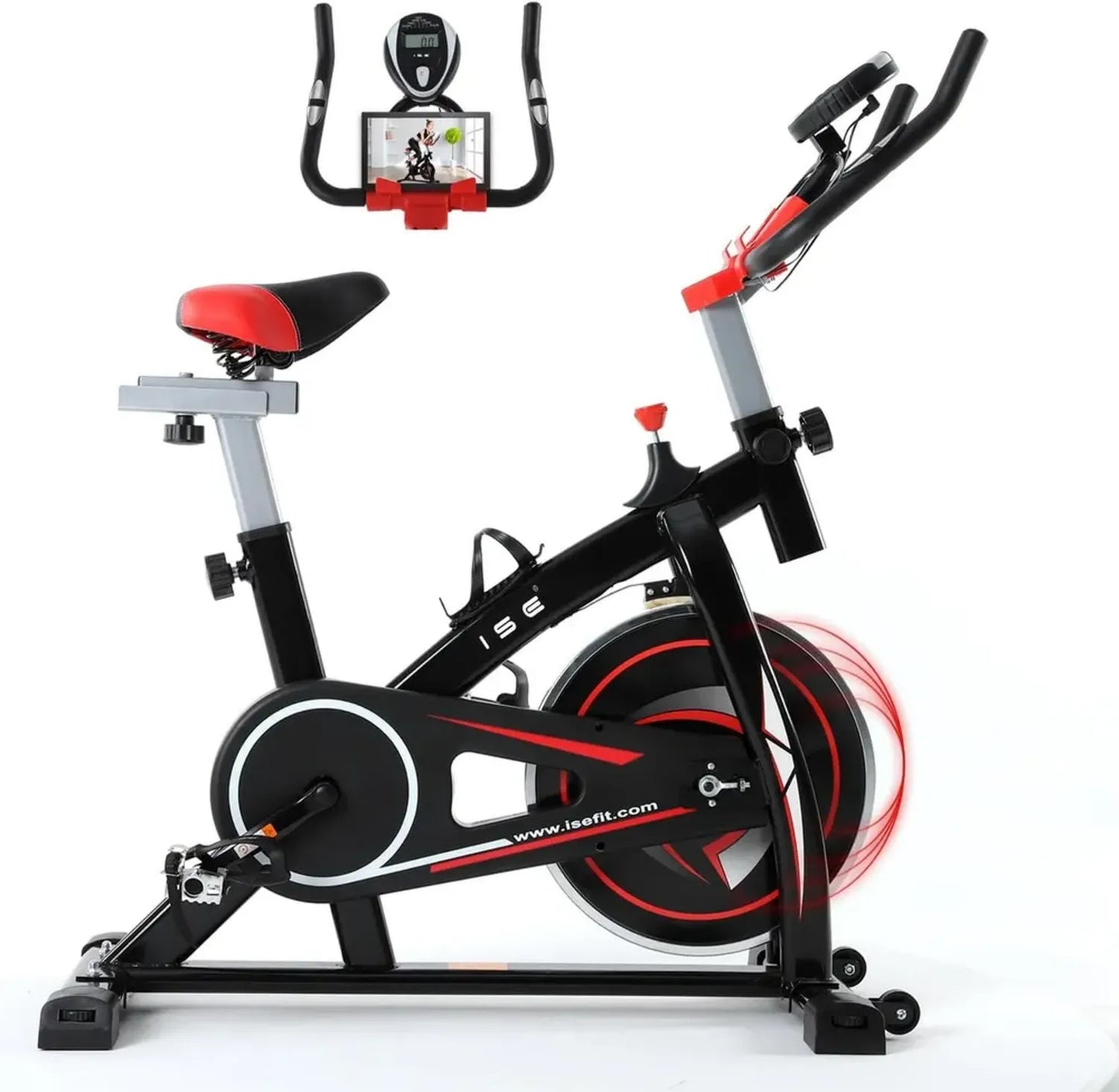 Vélo d'Appartement ISE, 13KG Inertie, Ergonomique et Silencieux, Idéal pour Maison et Bureau, Réglable en Hauteur