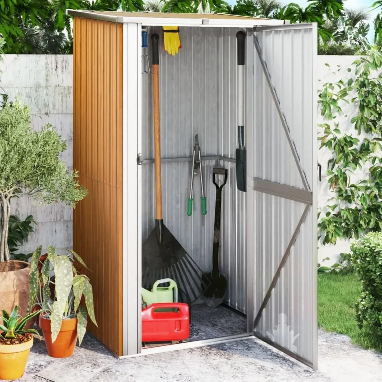 Abri de Jardin en Acier Galvanisé Brun 118.5x97x209.5 cm