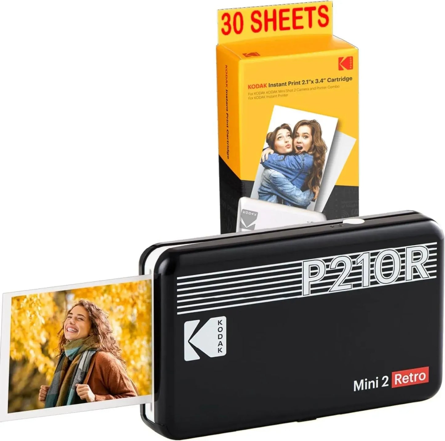 Imprimante Photo Portable Kodak Mini P210 Retro 2 - Bluetooth, 30 Tirages, Sublimation Thermique