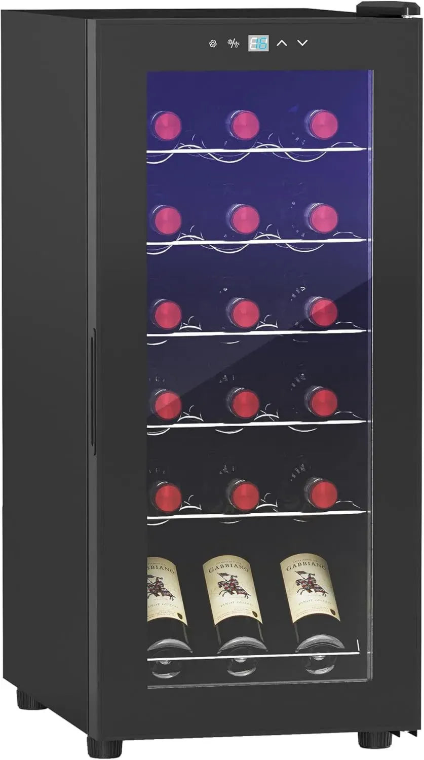 Cave à Vin Silencieuse 18 Bouteilles 50L avec Porte en Verre et Écran Tactile