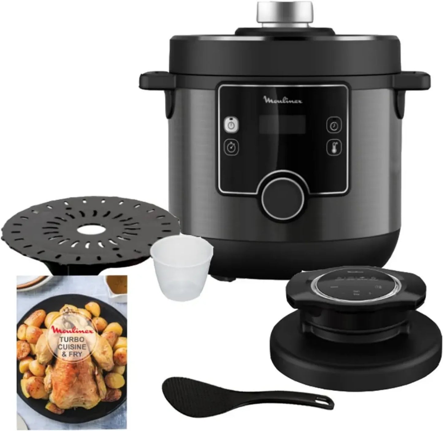 Moulinex CE7788 Multicuiseur Turbo Cuisine avec Couvercle Crisp, 15 Programmes, Cuisson Pression, Application Connectée, Noir