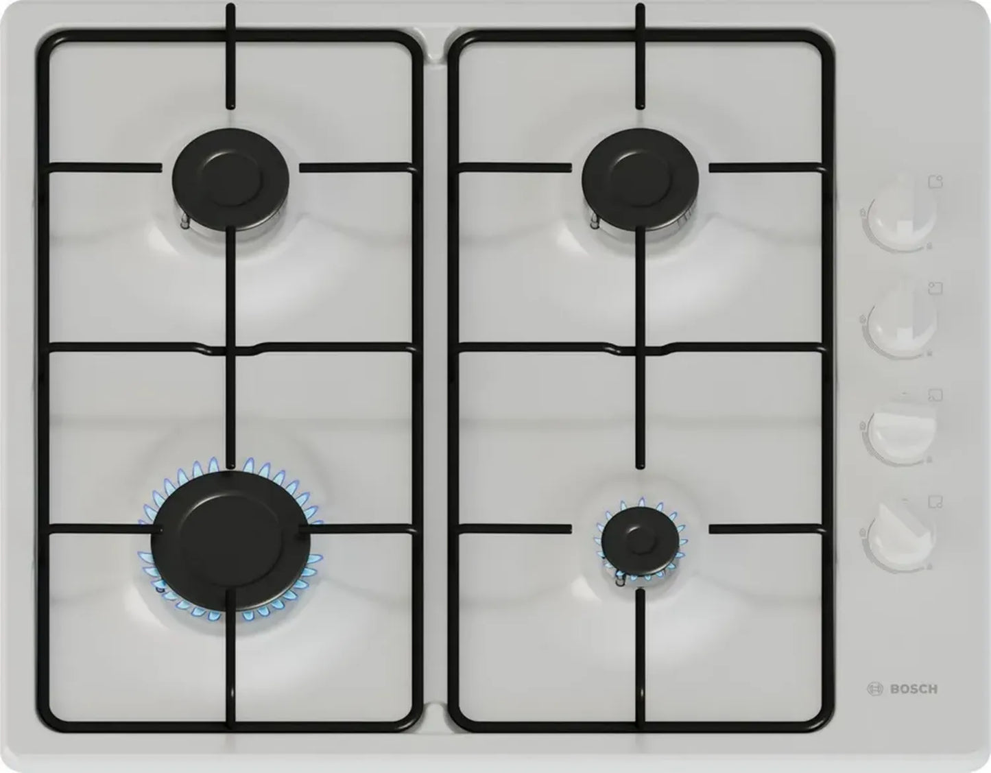 Plaque de Cuisson Gaz Bosch 60 cm, 4 Brûleurs, Blanc