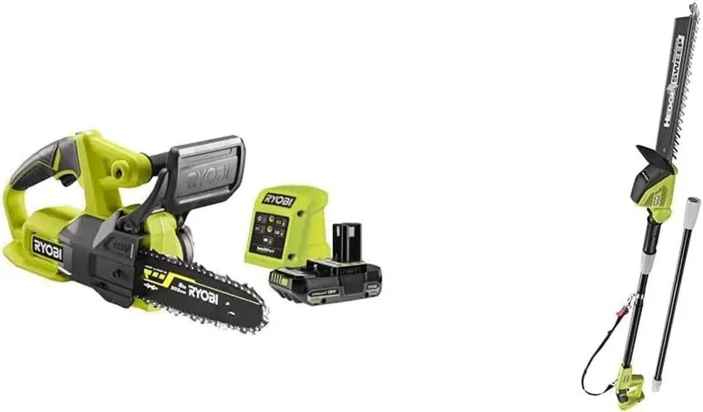 Kit Élagage RYOBI Sans Fil 20 cm avec Taille-haies, Lame 45 cm, Batterie 18V 2,5 Ah et Chargeur