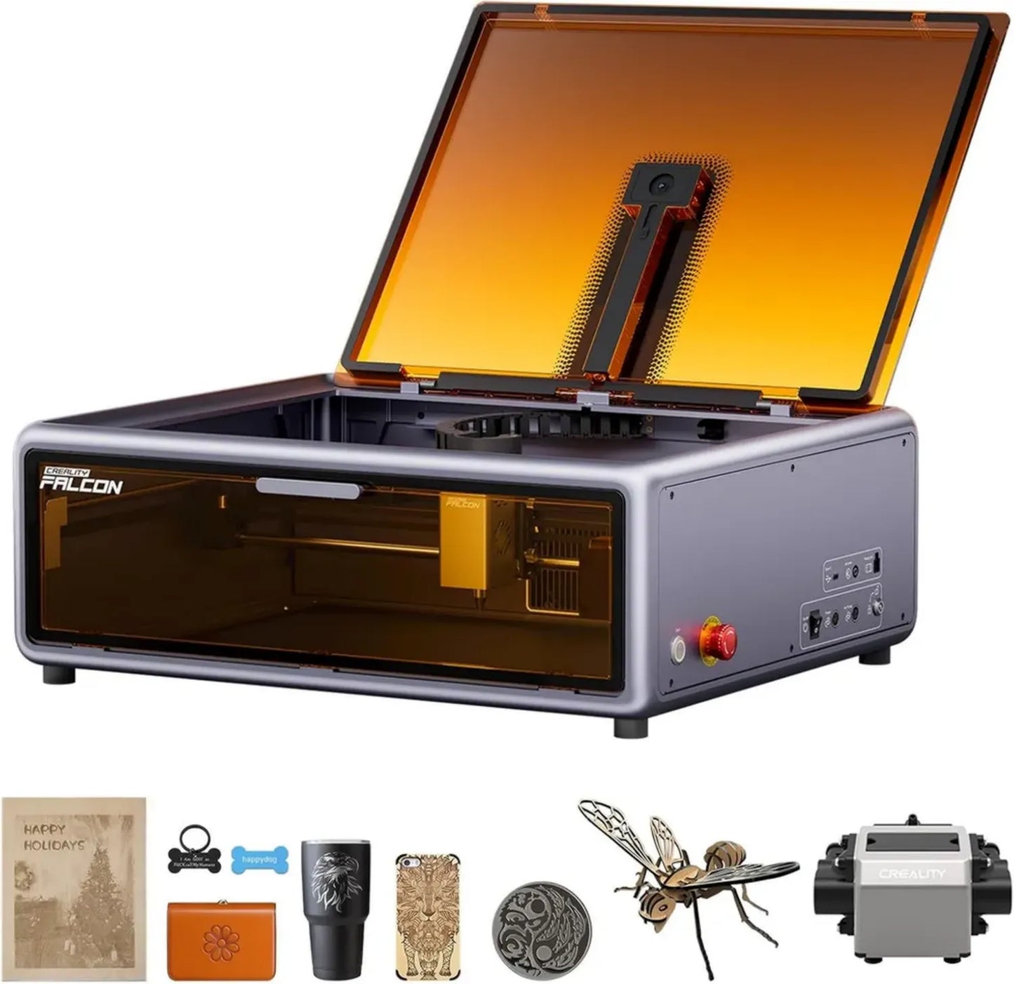 Graveur Laser Creality Falcon A1 10W avec Assistance Pneumatique, Pré-assemblé, Vitesse 600 mm/s, Positionnement HD, Reconnaissance Matériaux