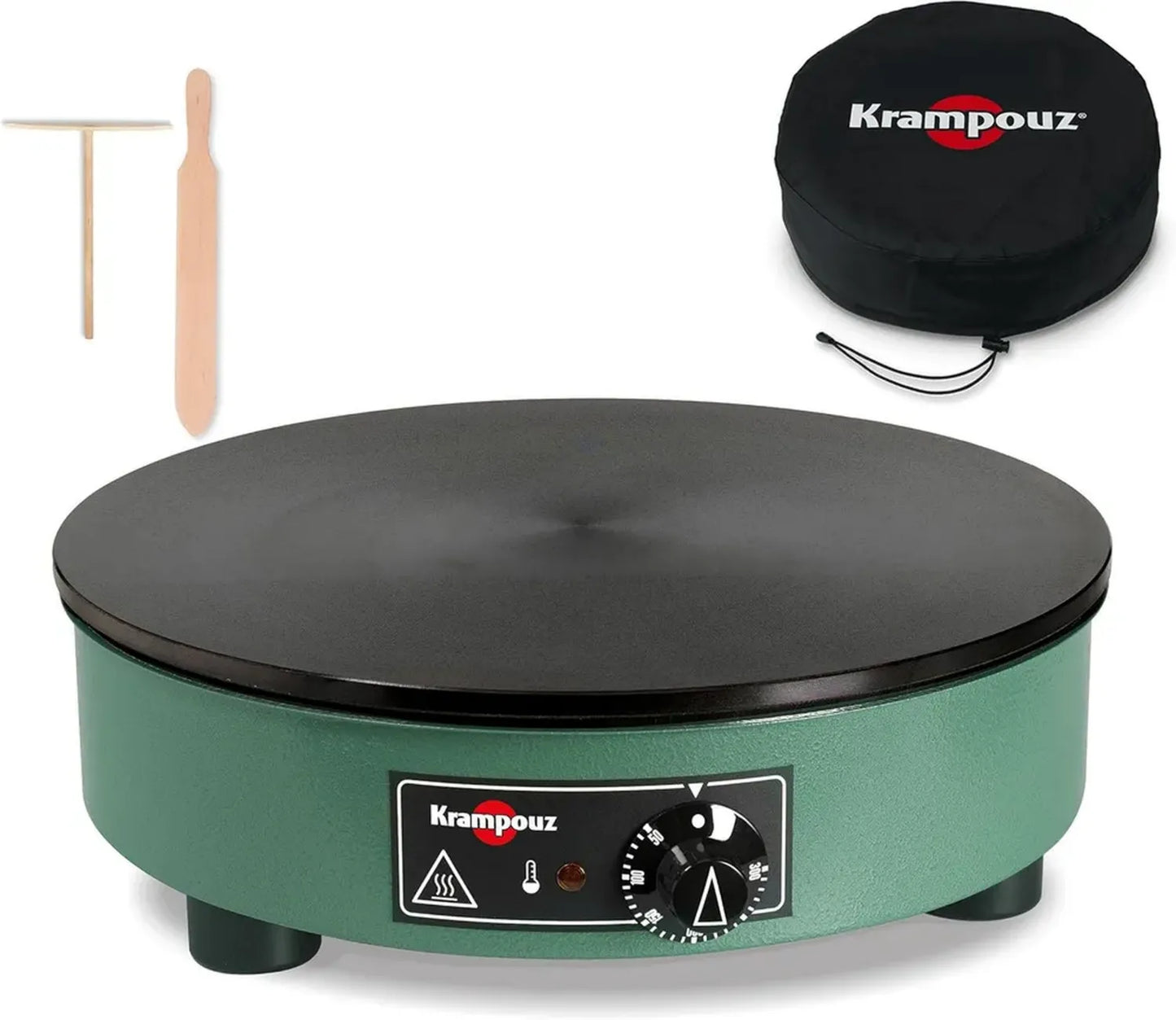 Crêpière Électrique Traditionnelle Bretonne 40 cm - Fonte Usinée - 3000W - Couverte - Fabriquée en France