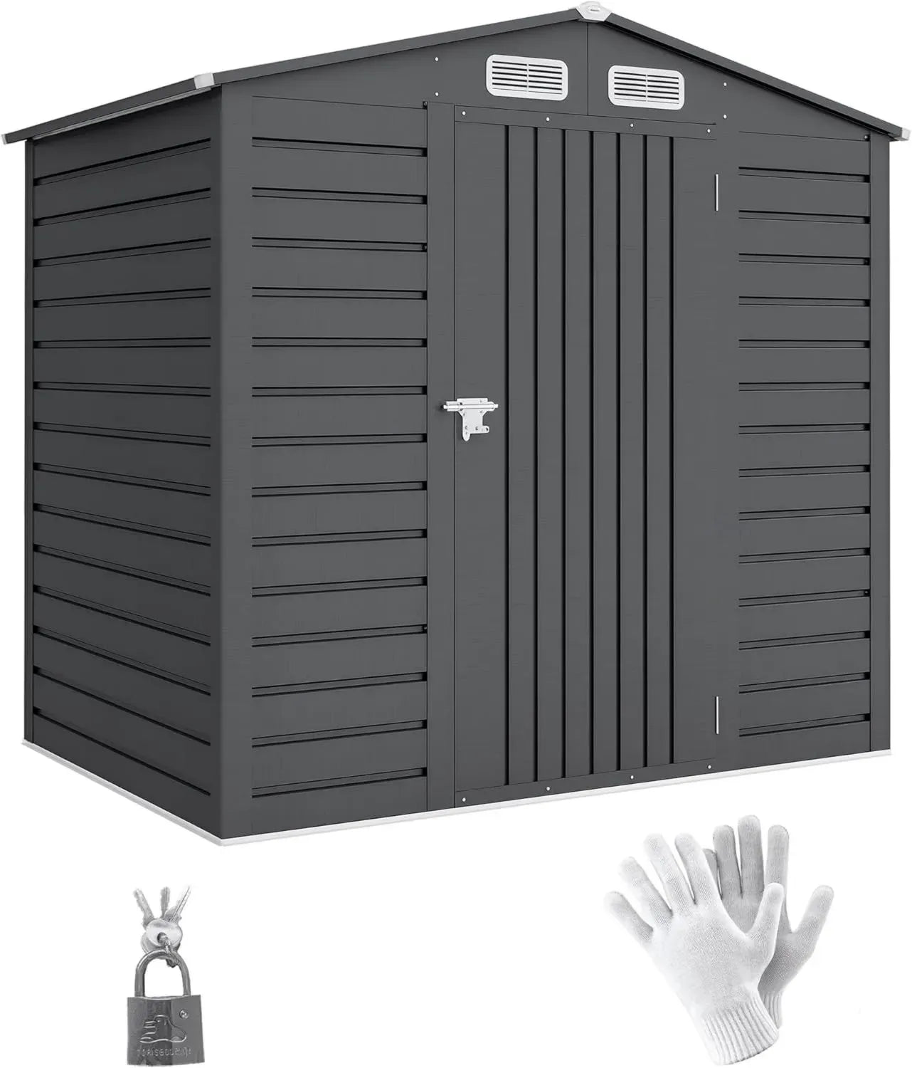 Abri de Jardin Métal 2,27 m² Outsunny, Acier Galvanisé avec Aérations et Toit à Deux Pans, Accessoires Inclus, 190x131x188cm, Gris