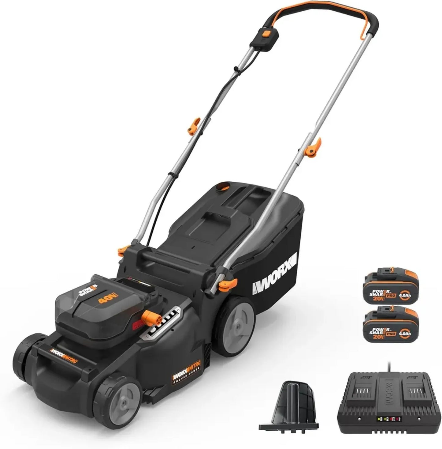 Tondeuse à Gazon Sans Fil Worx 40V 37cm - Pour Jardins Moyens à Grands - 2 Batteries Incluses