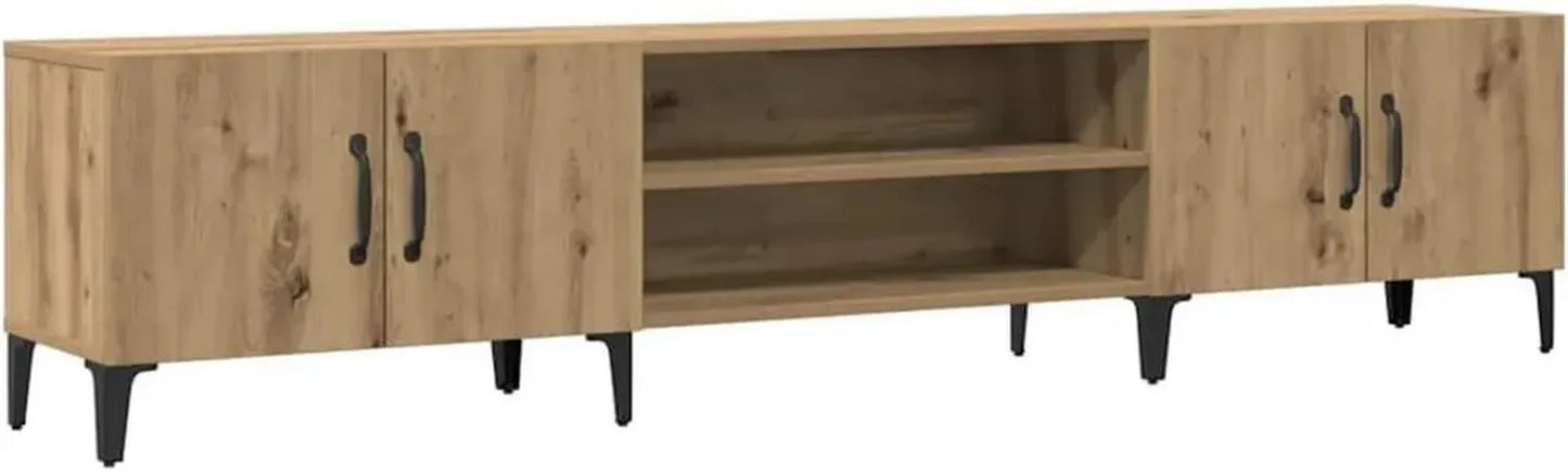 Buffet TV en chêne naturel 180x31,5x40 cm en bois manufacturé