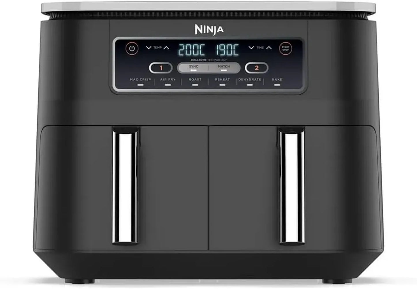 NINJA Airfryer Double Zone, 7,6L, 6 Fonctions, Noir, Tiroirs Antiadhésifs