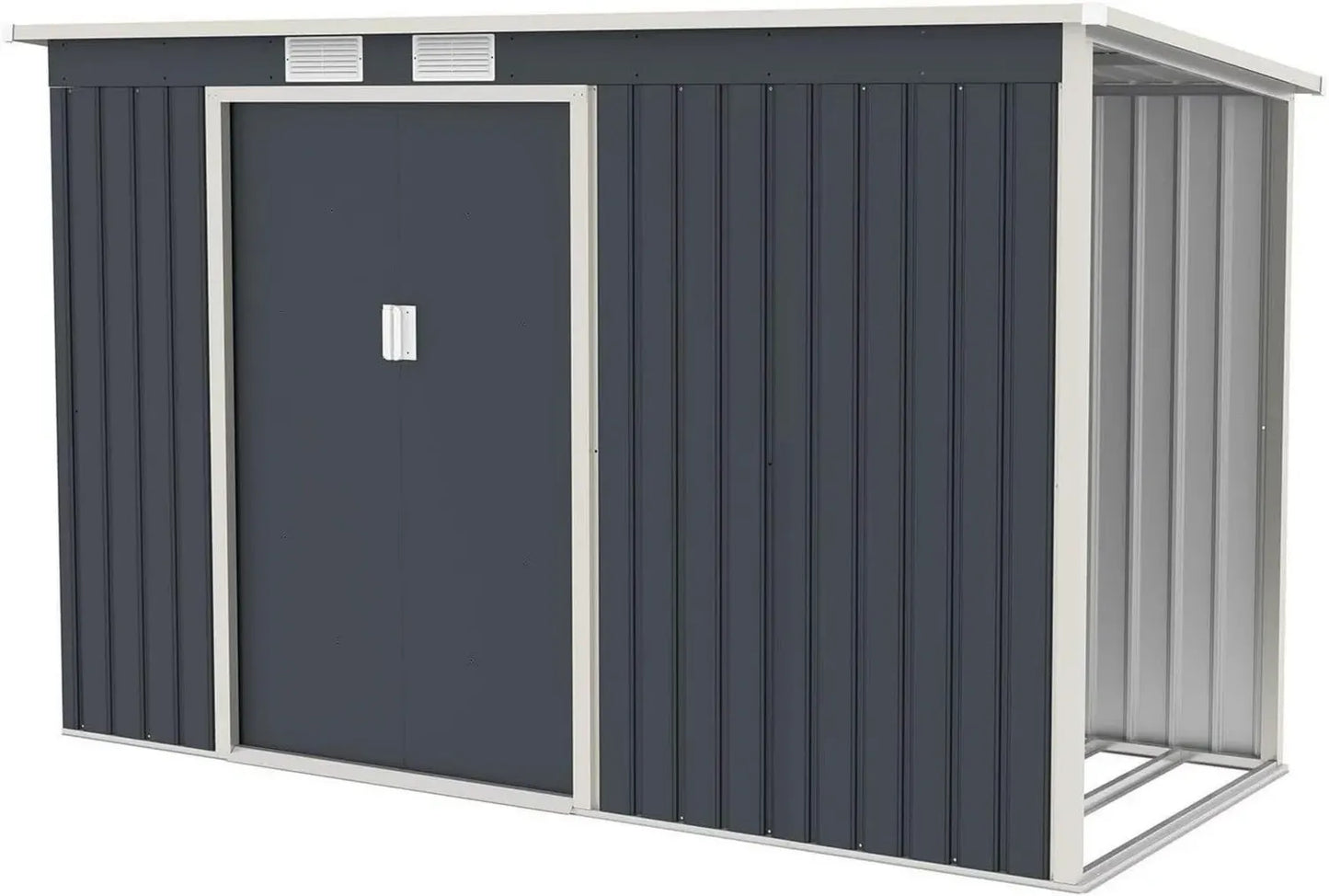 Cabane de Jardin en Métal avec Porte Coulissante et Ventilation - Remise à Bois Inclus
