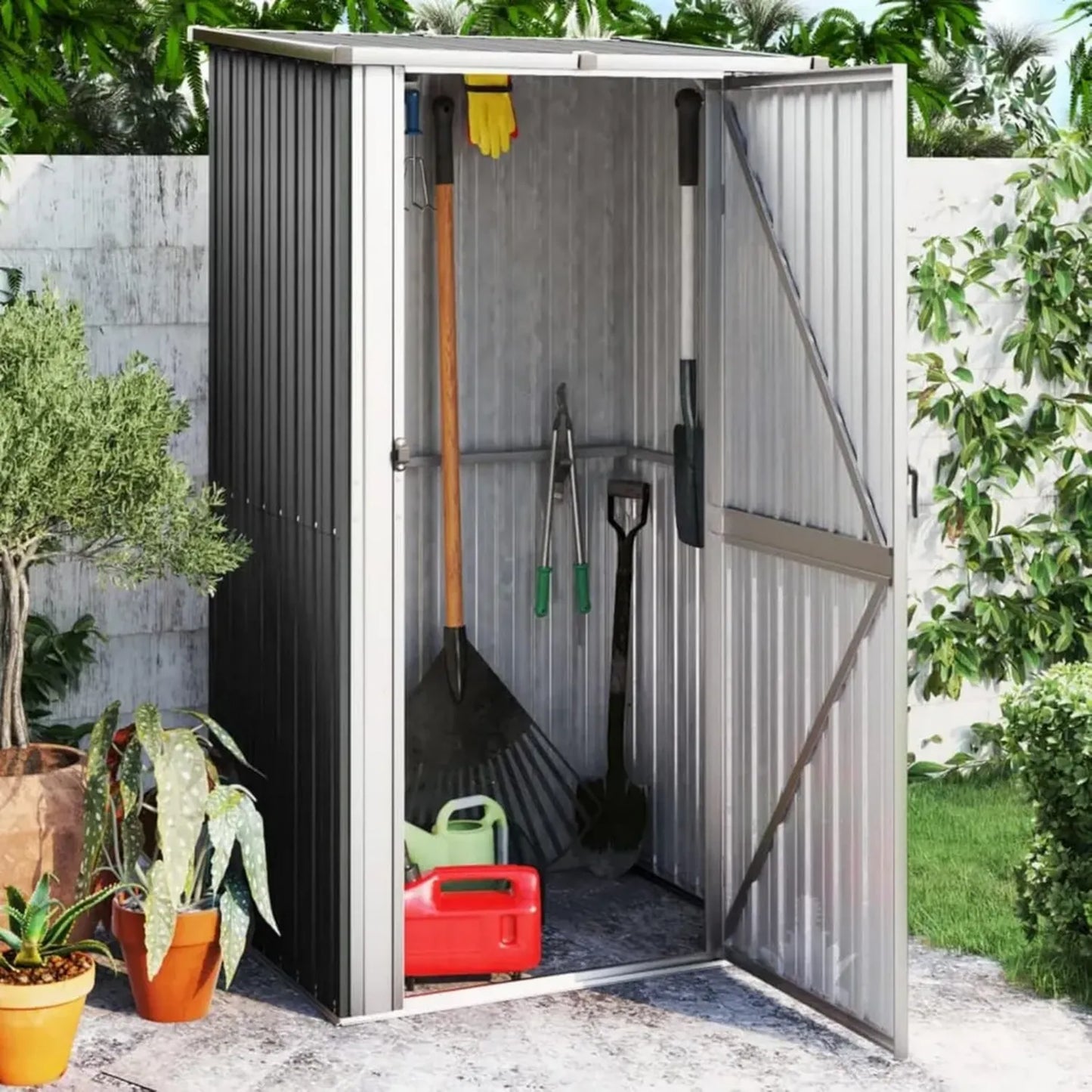 Abri de Jardin en Acier Galvanisé Anthracite 118,5x97x209,5 cm