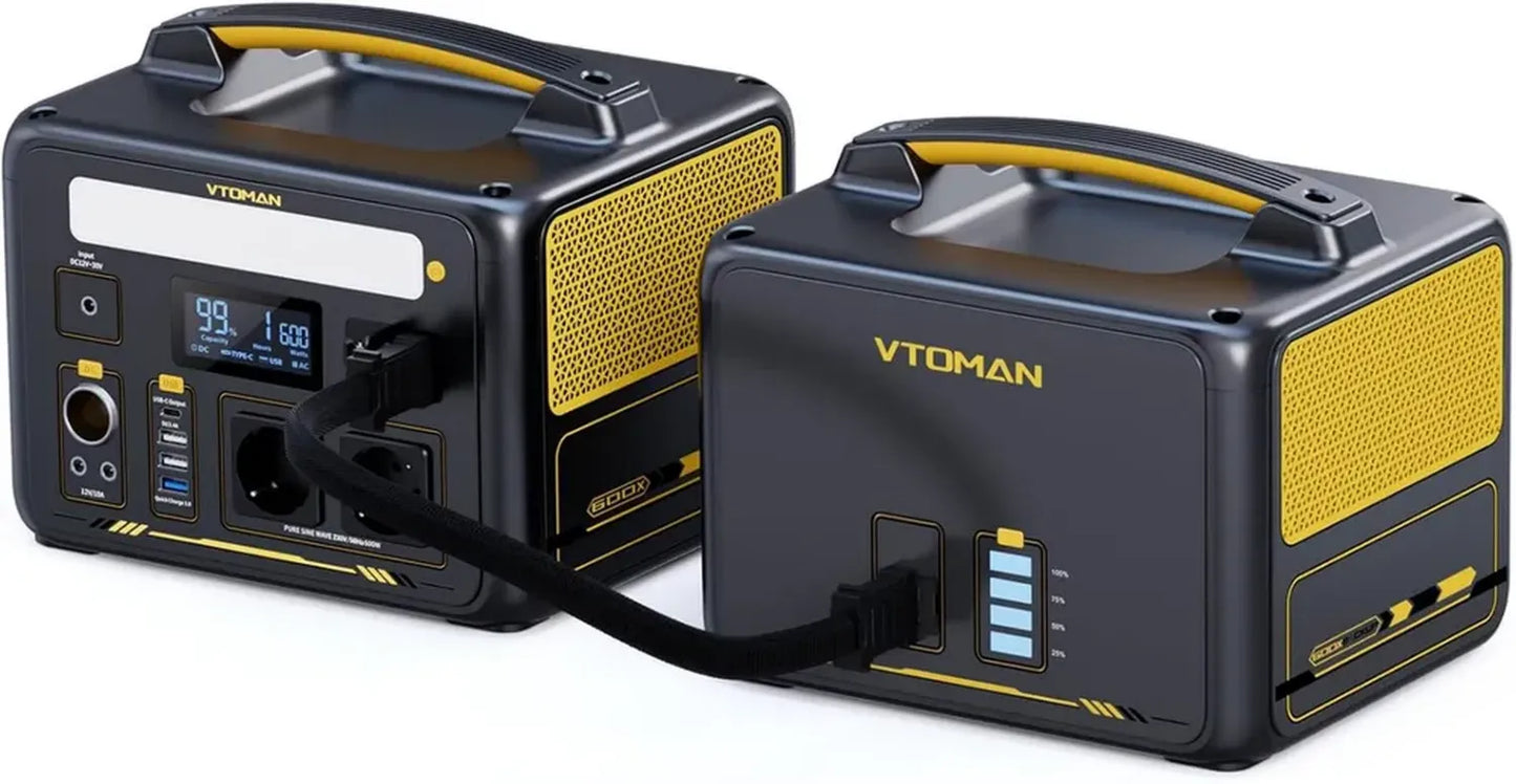 VTOMAN Jump 600X Centrale Électrique Portable 600W/939Wh, Batterie LiFePO4, Générateur de Secours Multi-Prises pour Camping et Voyages