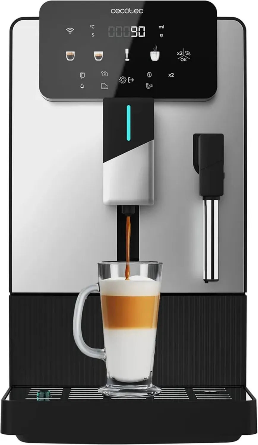 Cafetière Superautomatique Compacte Cecotec avec Vapeur pour Latte Art, 19 Bars, Thermoblock, Moulin Conique, Réservoir 1,1L, Nettoyage Automatique