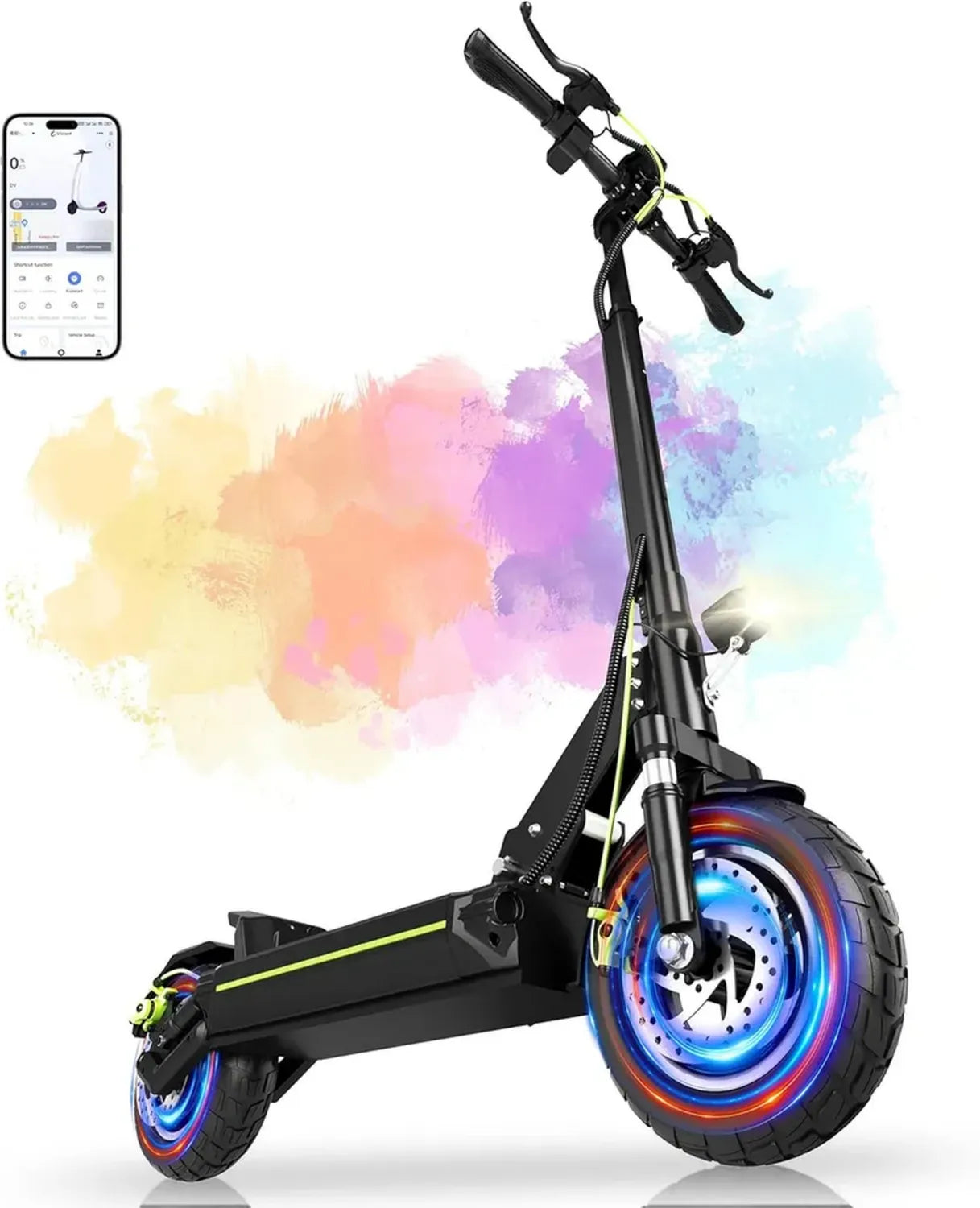 Trottinette Électrique Puissante pour Adultes, Moteur 1600W, Batterie Longue Durée, Autonomie Jusqu'à 90KM, Double Suspension Tout-Terrain