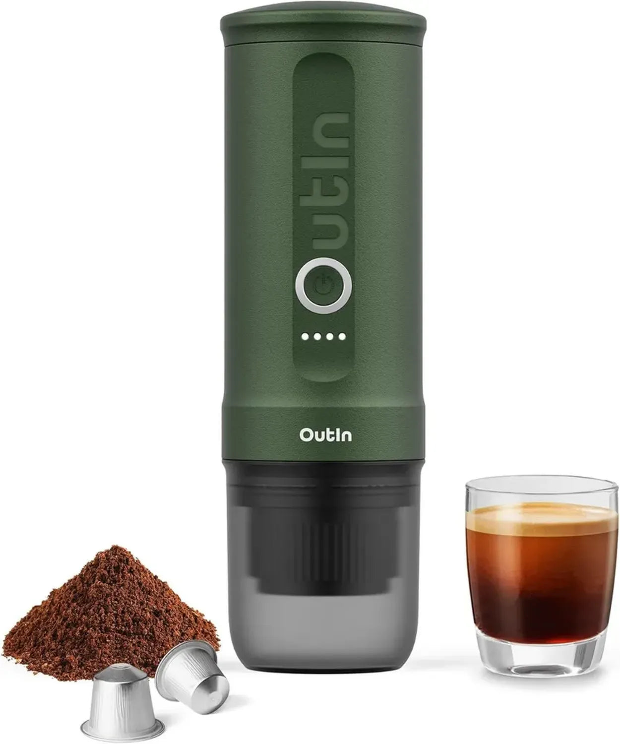 Machine à café expresso portable avec chauffage automatique et charge USB-C, pour café moulu et capsules NS - Parfaite pour le camping et les voyages