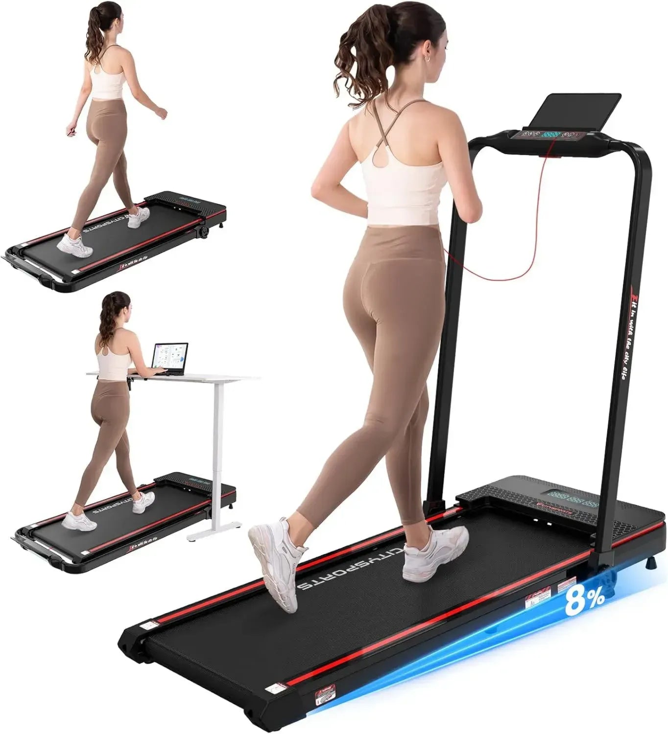 CITYSPORTS Tapis de Course Pliable Électrique pour Maison et Bureau