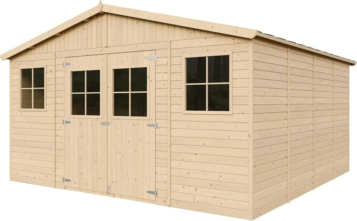 Chalet de Jardin en Bois avec Plancher Traité - Abri Extérieur en Pin/Épicéa 16 m² - H246 x 418 x 420 cm - Rangement pour Outils et Vélos - TIMBELA M330+M330G