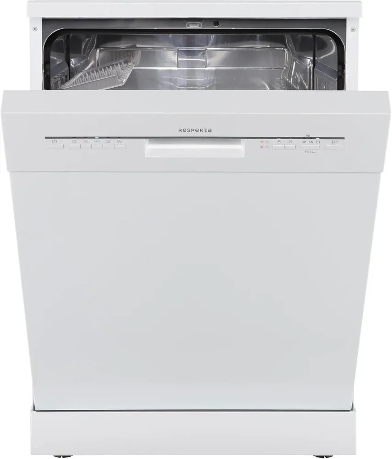 Lave-vaisselle Respekta Bena 60 cm, pose libre, 5 programmes, départ différé, ouverture auto, 49 dB, classe D, blanc