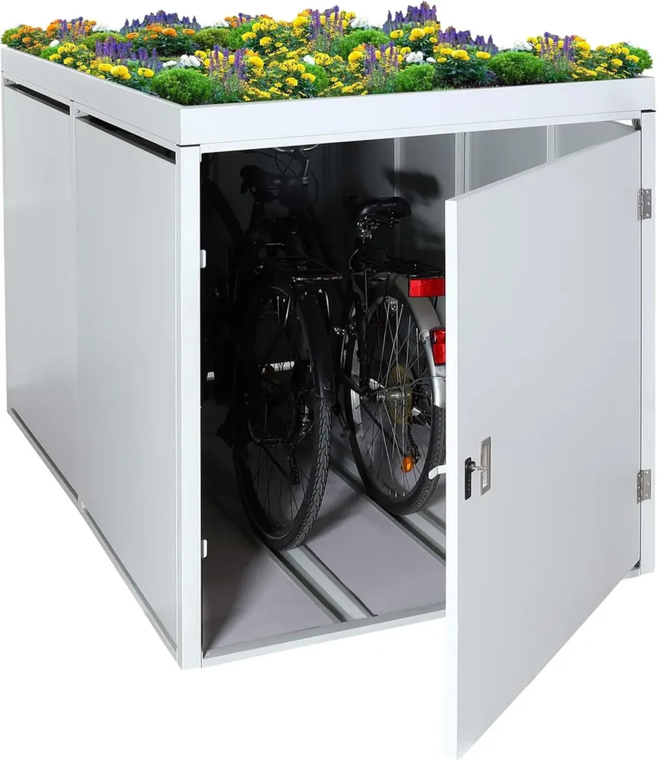 Abri pour vélos avec jardinière intégrée - 2 places, 123x113x208 cm, Anthracite