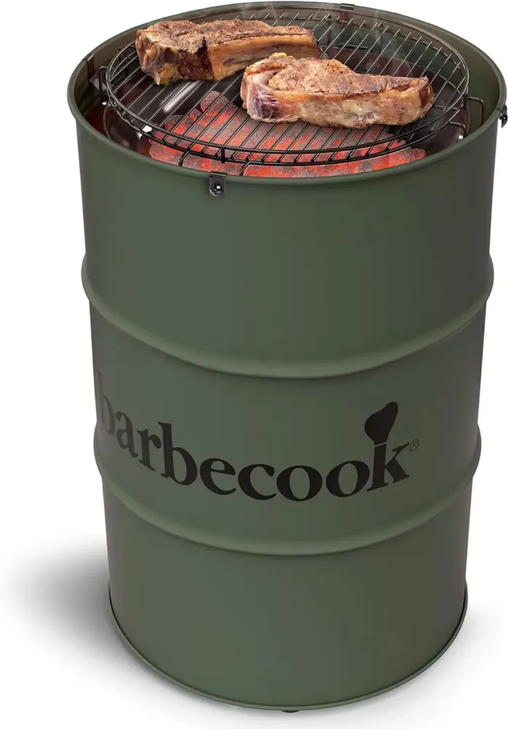 Barbecue à Charbon Tonneau Barbecook Edson - Vert Armée, 60x60x90cm