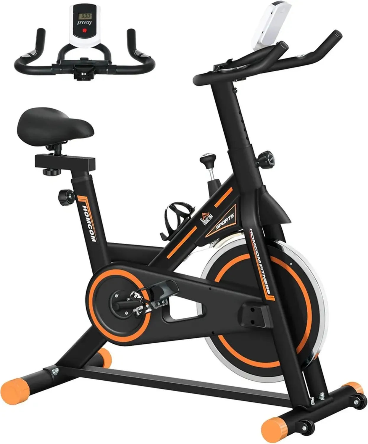 Vélo d'Appartement HOMCOM Silencieux avec Résistance Ajustable et Écran LCD, Volant d'Inertie 8 kg, Siège Réglable, Poids Max 120 kg, Usage Domestique ou Salle de Sport