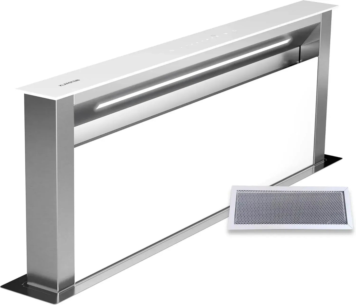 Klarstein Royal Flush Eco Hotte Encastrable Silencieuse - A++ Énergie, 720 m³/h, Commande Tactile, LED Blanc Froid, Inox & Verre Design