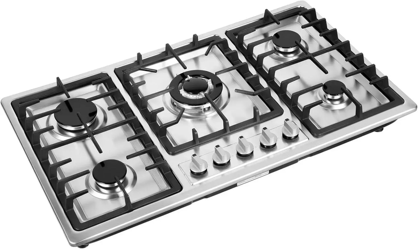 Plaque de Cuisson à Gaz 5 Feux avec Allumage Électronique, Différentes Puissances