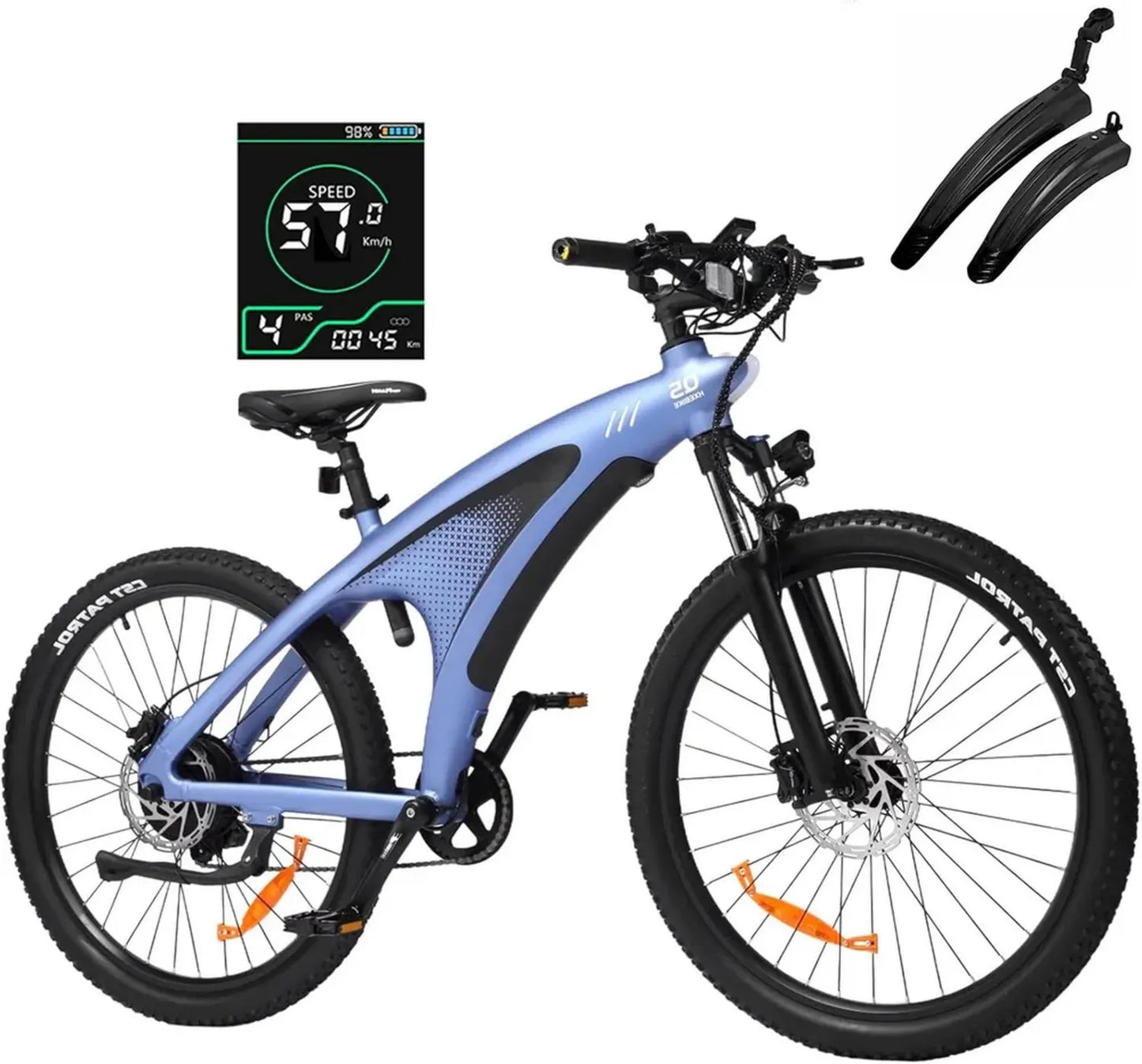 Vélo Électrique Adulte 27.5'' avec Éclairage LED RGB, Moteur Puissant 85Nm, Batterie Amovible 20Ah, Autonomie 100KM, Suspension et Freins Hydrauliques, 7 Vitesses, Écran LCD