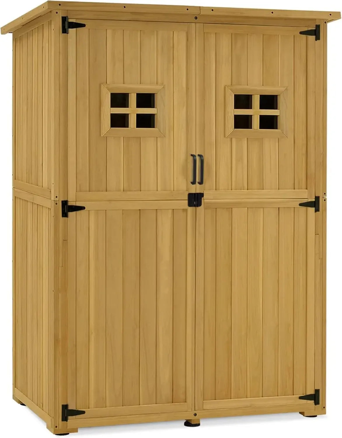 Armoire de Jardin en Bois MCombo, Résistante aux Intempéries, pour Terrasse et Balcon, 59x127x168 cm