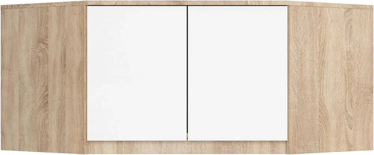 Armoire en Chêne Sonoma 100 cm avec 2 Portes Blanches et 3 Étagères