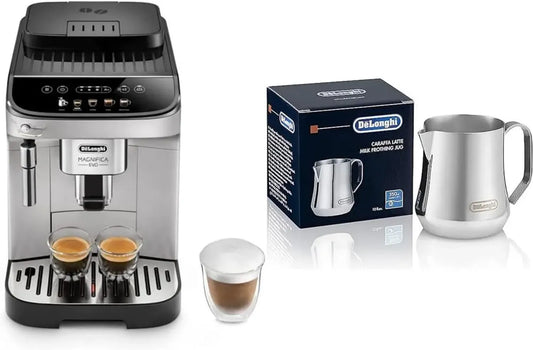 De'Longhi Magnifica Evo - Machine à Café Automatique avec Broyeur, Argent, Inclus Pichet à Lait Inox 350ml