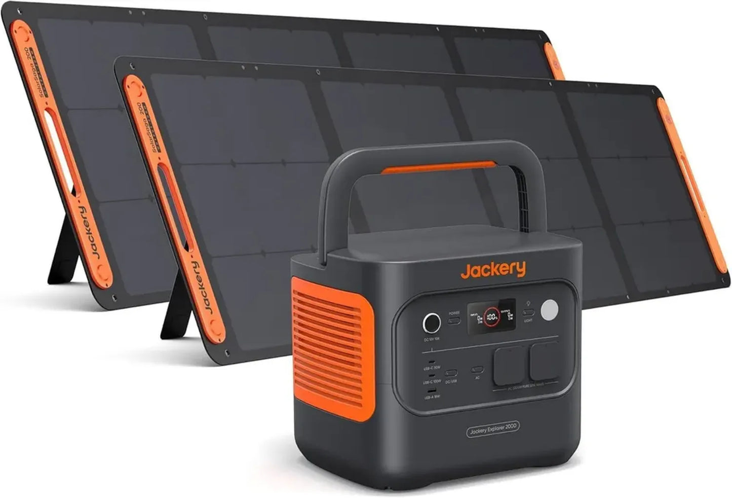 Générateur Solaire Portable Jackery Explorer 2000v2 avec Panneaux 2x200W, Batterie LiFePO4 2042Wh, Compatible USB-C & Fonction UPS 20ms