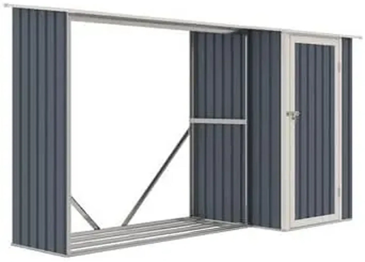 Abri à bûches en métal anthracite avec remise