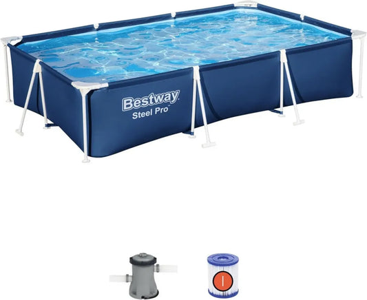 Piscine Rectangulaire Extérieure Bestway Steel Pro Set 3,00 m x 2,01 m x 66 cm - Bleu