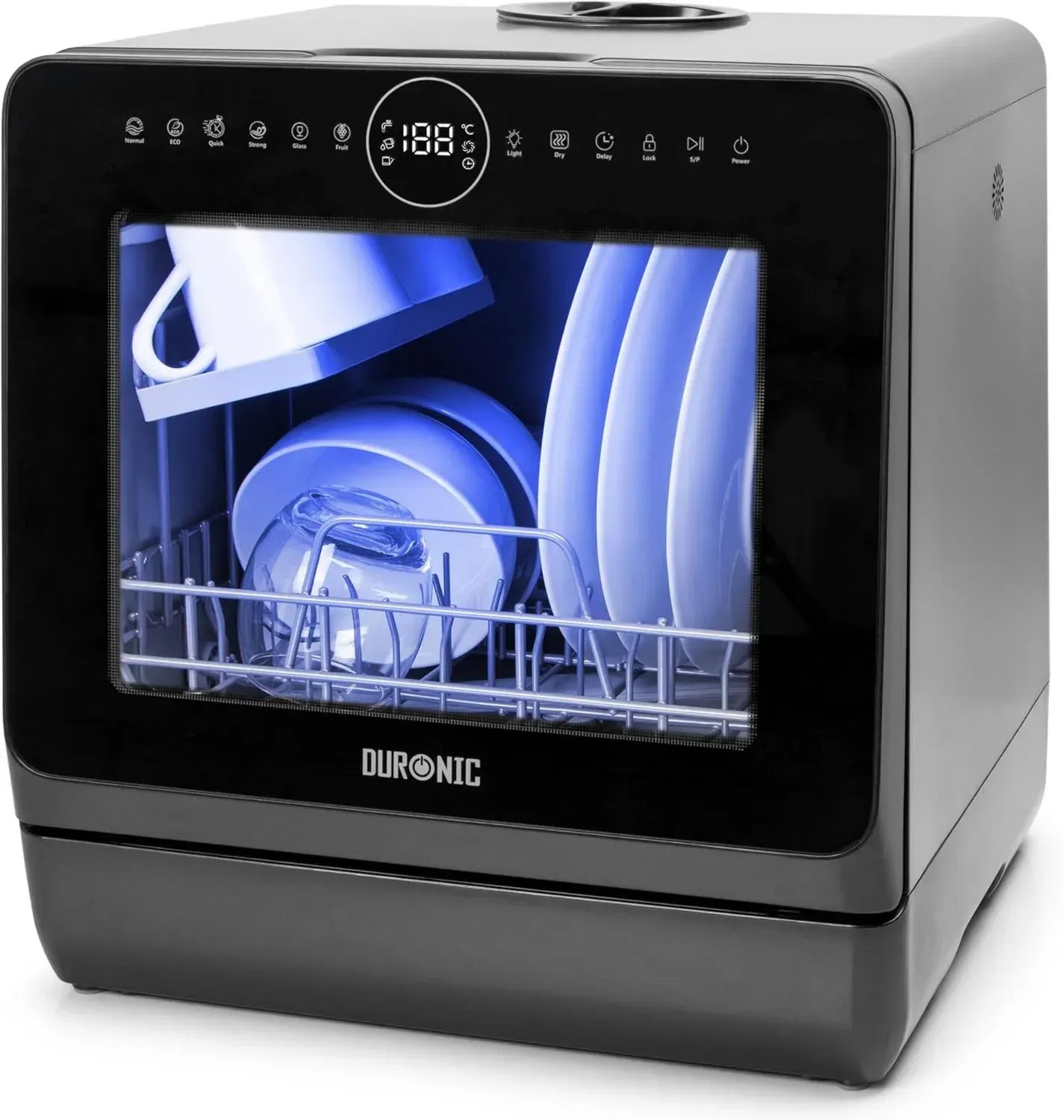 Lave-vaisselle compact Duronic DW5 BK, 950W, portable et pratique, 7 programmes de lavage