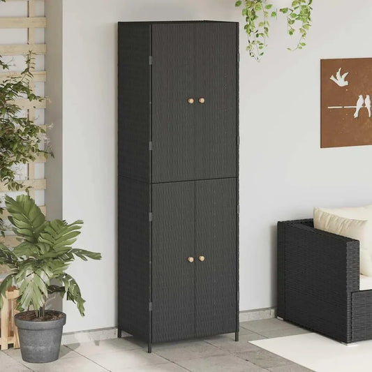 Armoire de Jardin Noire en Résine 59x40x180 cm, Rangement Extérieur avec 2 Portes