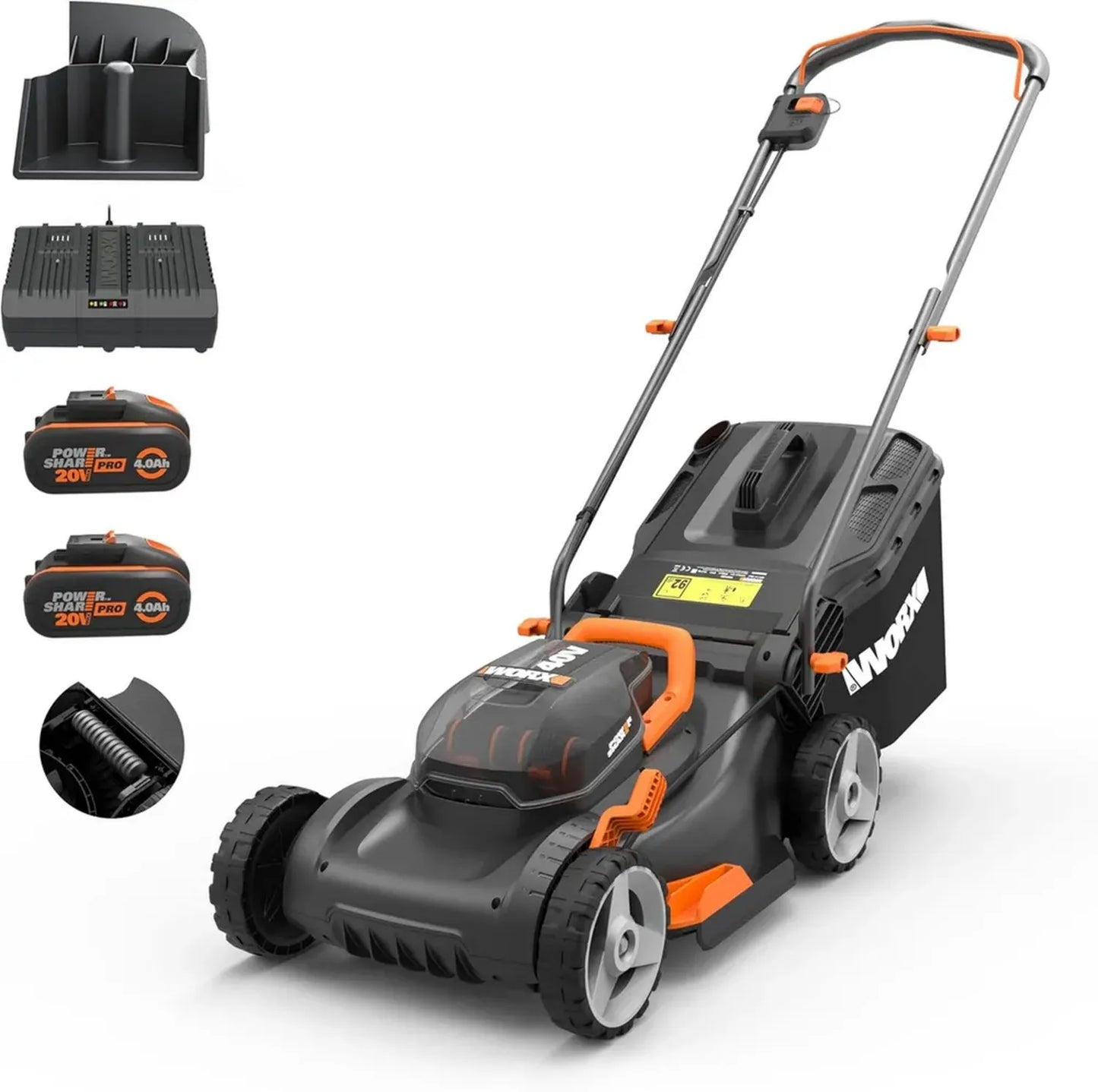 Tondeuse à Gazon WORX Sans Fil 40V 40cm - Pour Jardins jusqu'à 500m², Technologie IntelliCut