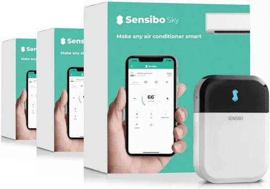 Sensibo Sky Pack de 3 Contrôleurs de Climatisation Intelligents - Facilité d'Installation - Confort avec Application Économe en Énergie - Système Automatique, Compatible Wifi, Google, Alexa