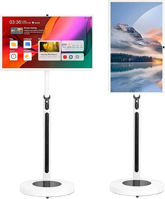 Écran Tactile 4K 27 Pouces Mobile avec Télécommande, Chariot de Support, Batterie 13500mAh, 8 Go RAM + 128 Go ROM pour Bureau et Maison