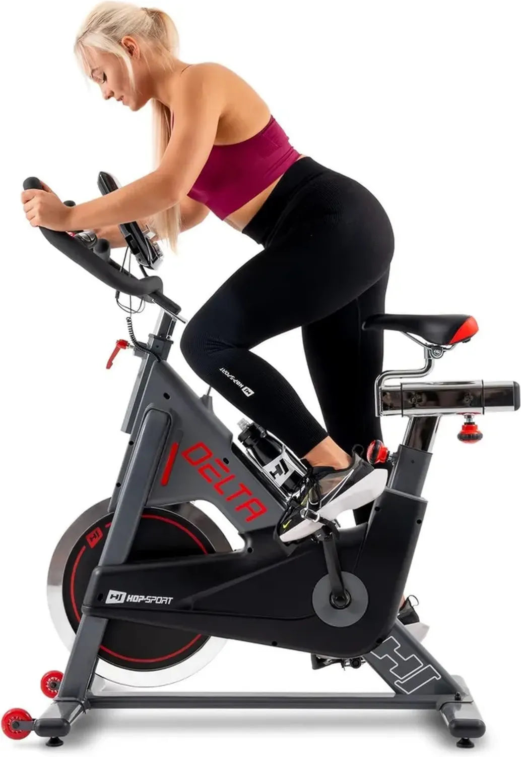 Vélo d'appartement HS-065IC Delta, Volant 20 kg, Silencieux avec Écran LCD, Réglable pour Fitness et Cardio